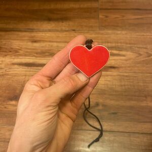 RETRO Red Clay Heart Pendant Necklace